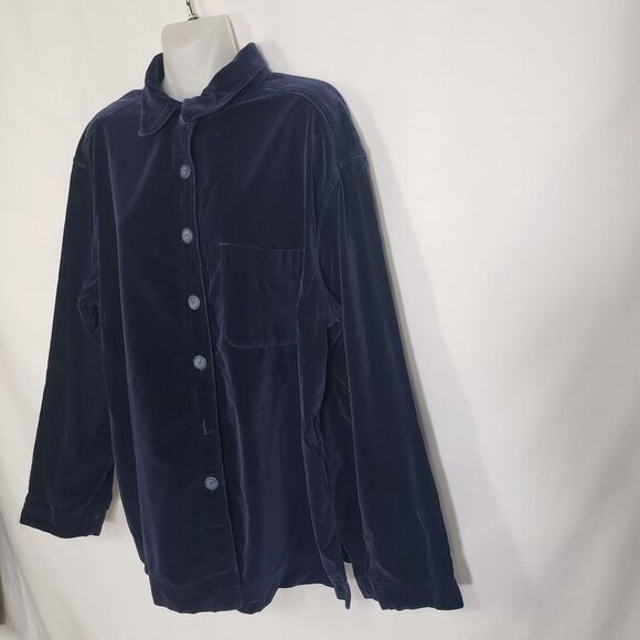 Susan Bristol Casuals Womens Jacket Size Large Blue Velvet Button Front Pocket - Picture 4 of 9